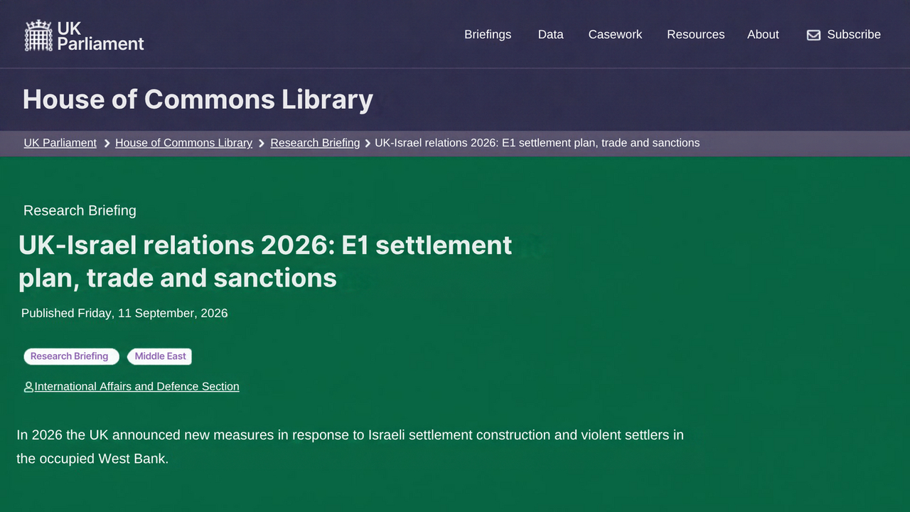 Briefing Note: UK Government Measures  on Trade with Israeli Settlements